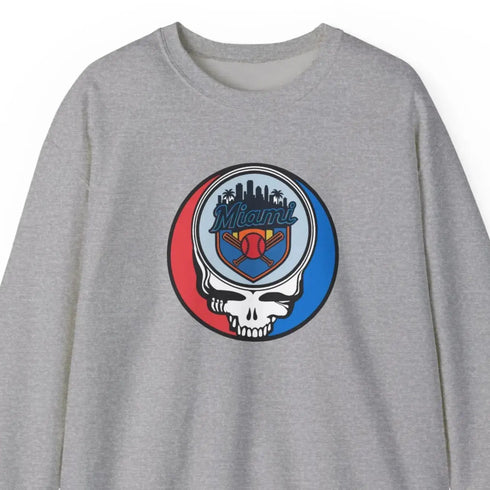 Grateful Dead - Miami Marlins Grateful Dead Stealie Crewneck Sweatshirt - MLB - StealieShop